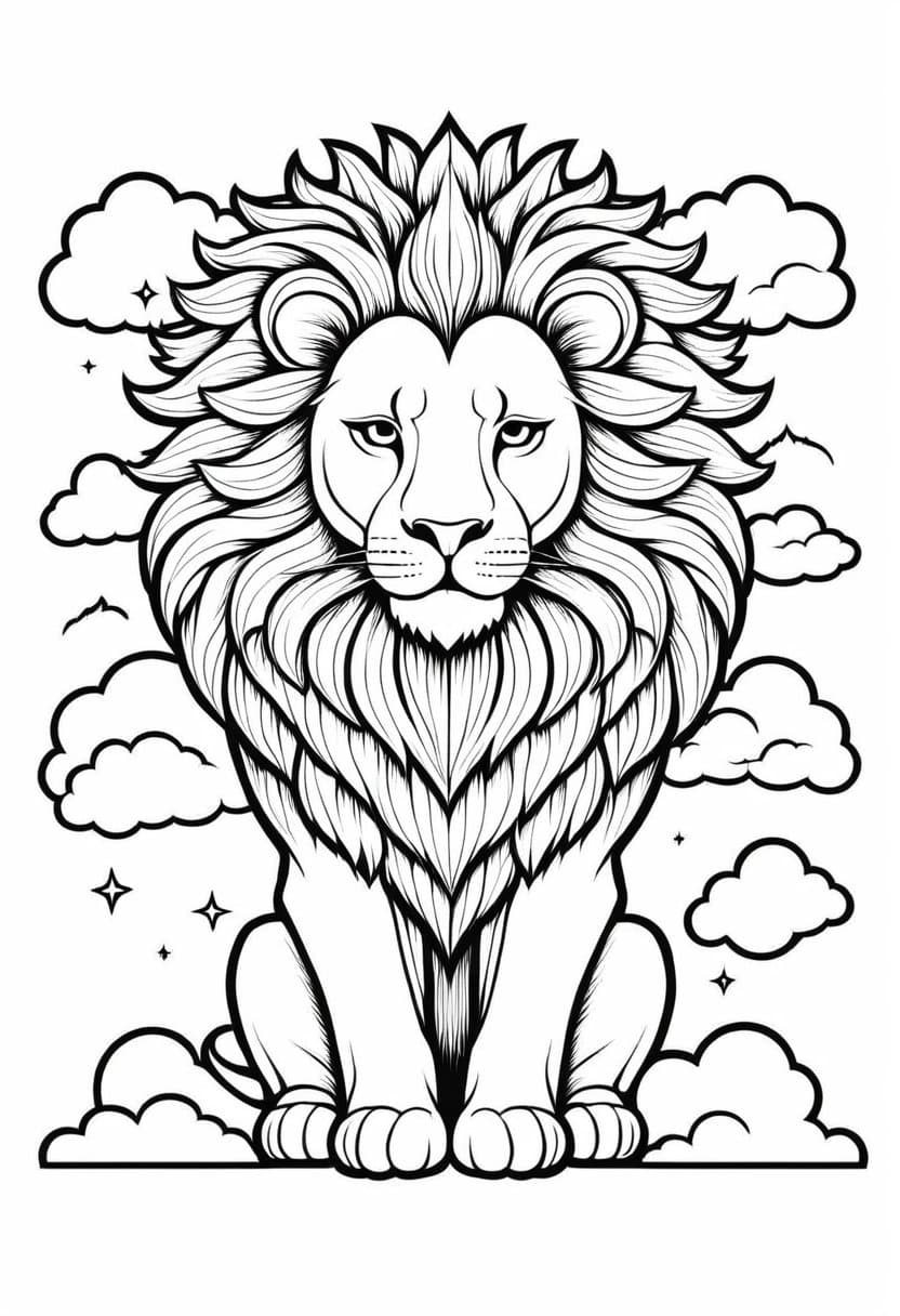 Lion Cloud Craft — free printable coloring page to download and print