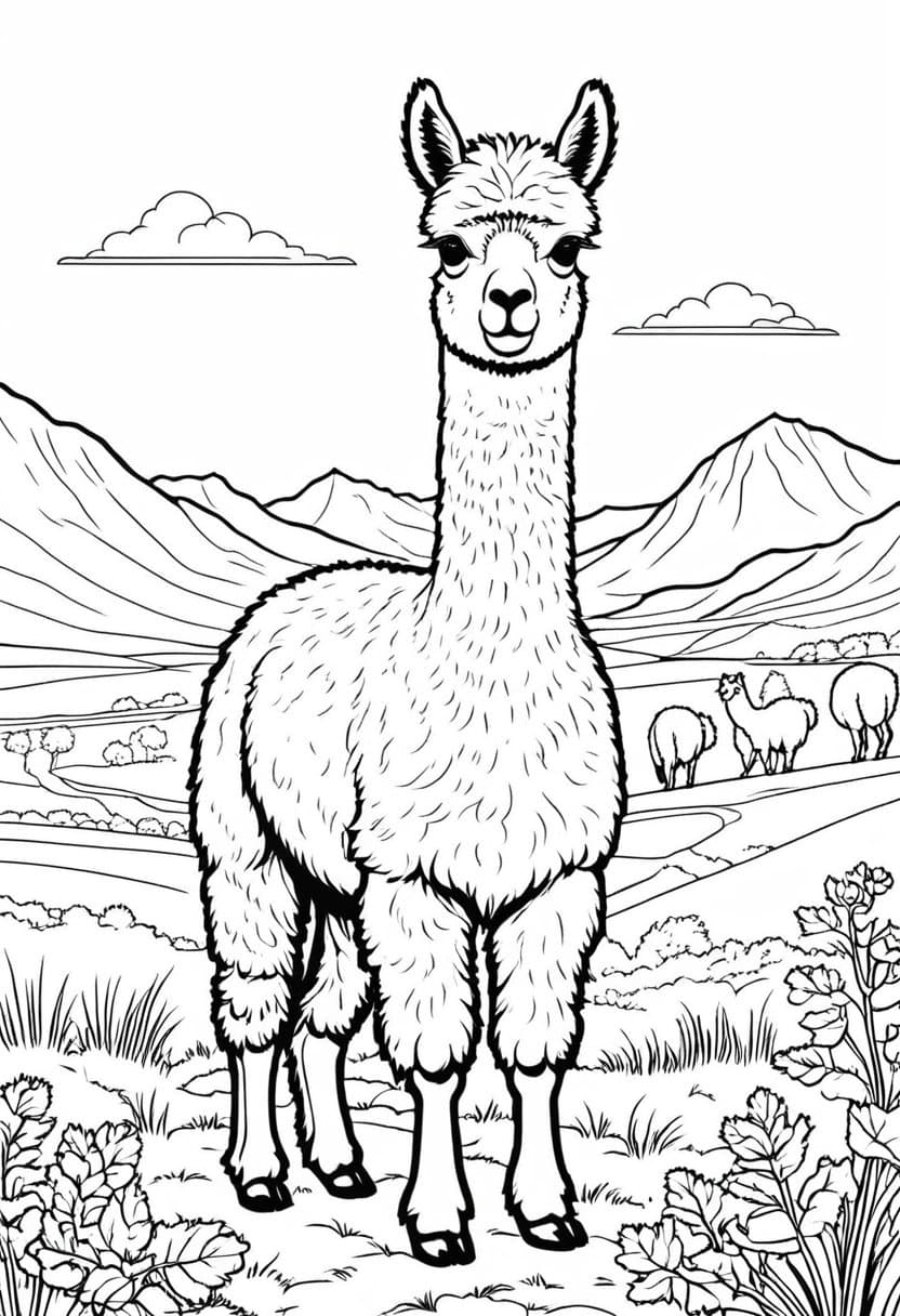 Llama Country — free printable coloring page to download and print
