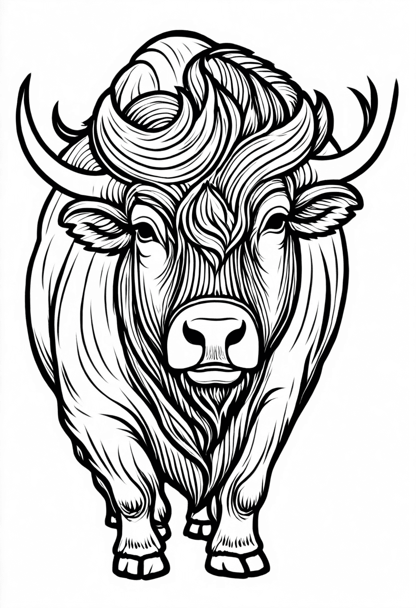Majestic Bull in Profile — free printable coloring page to download and print