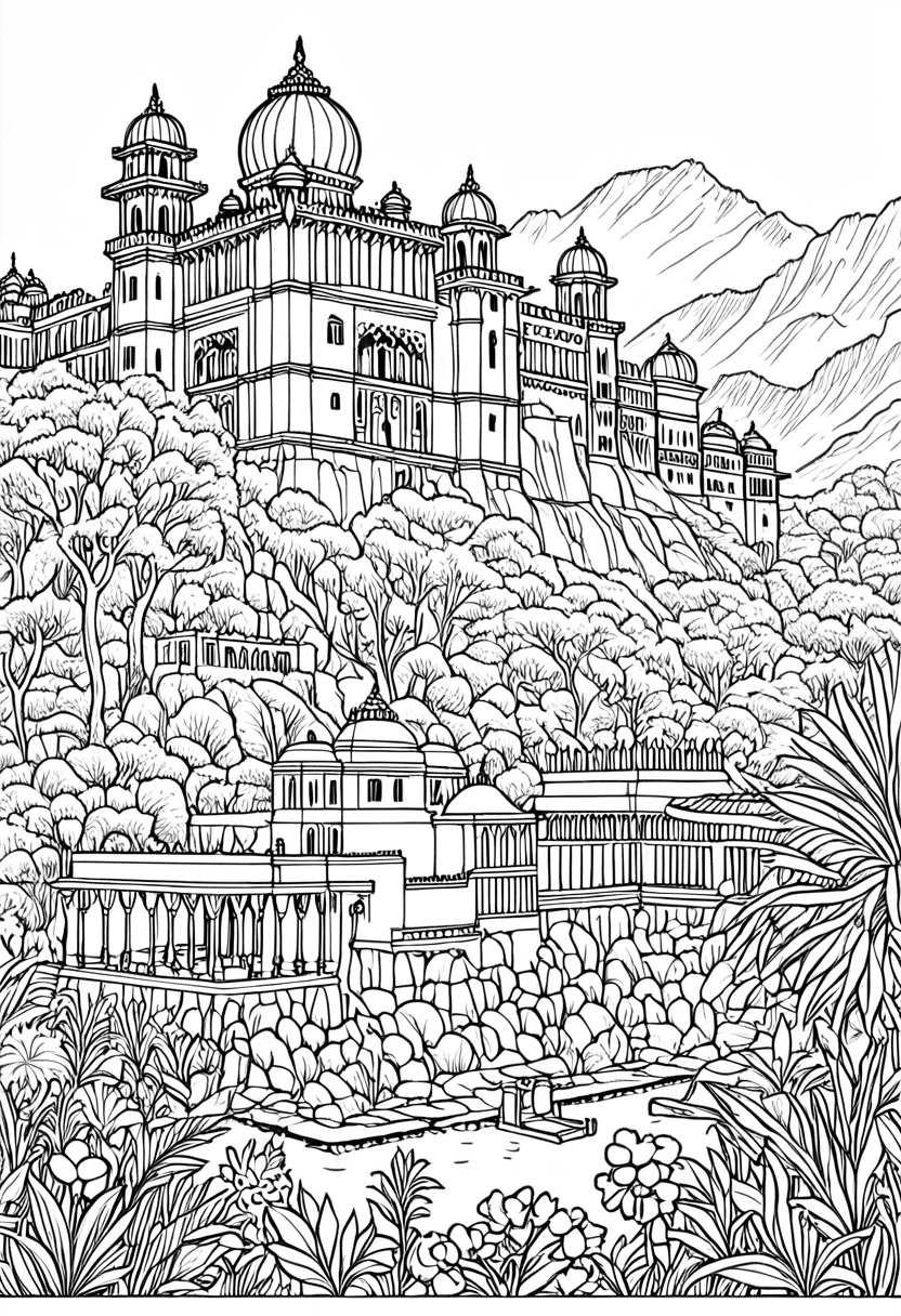 Majestic Architecture — free printable coloring page to download and print