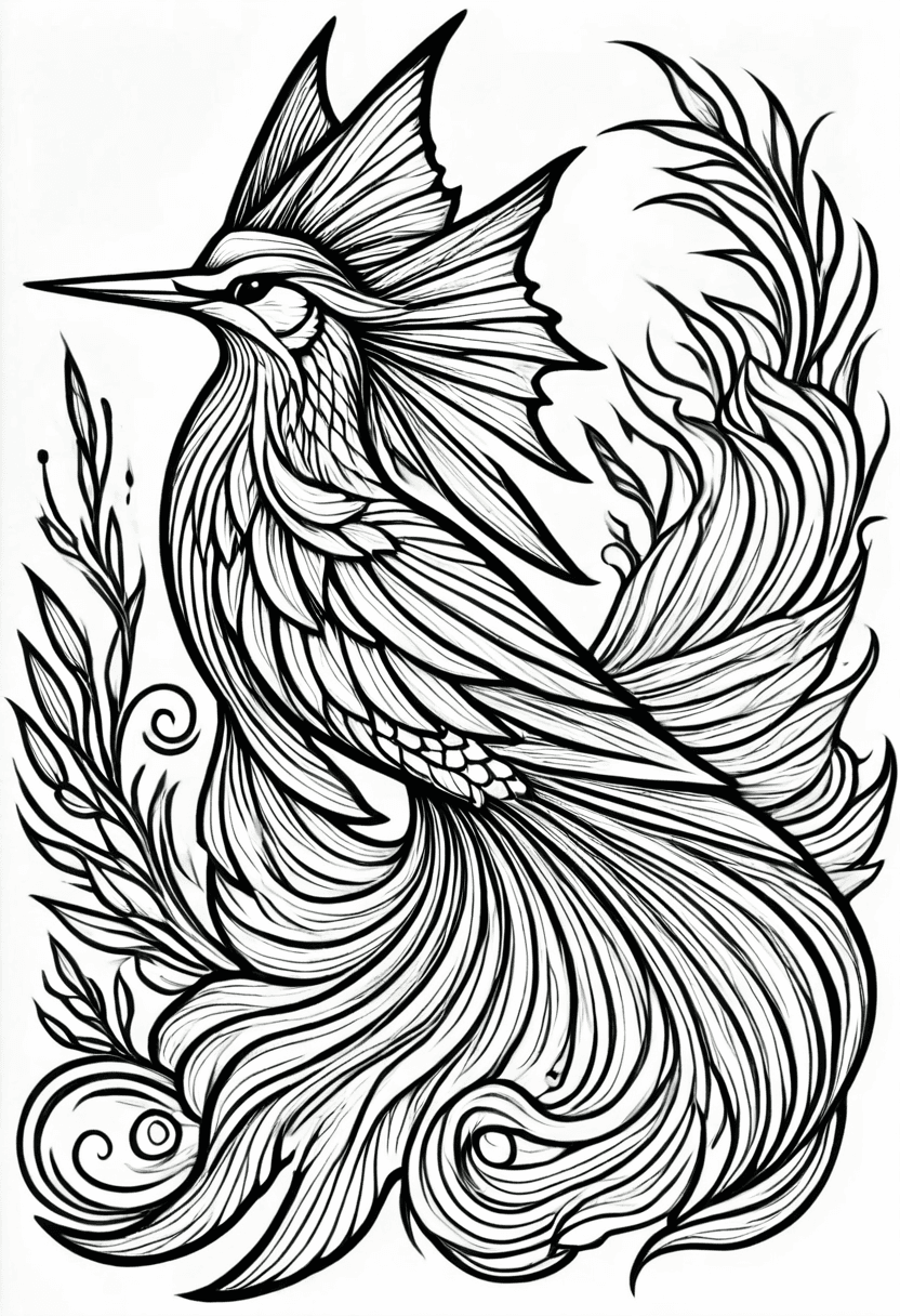Majestic Bird — free printable coloring page to download and print