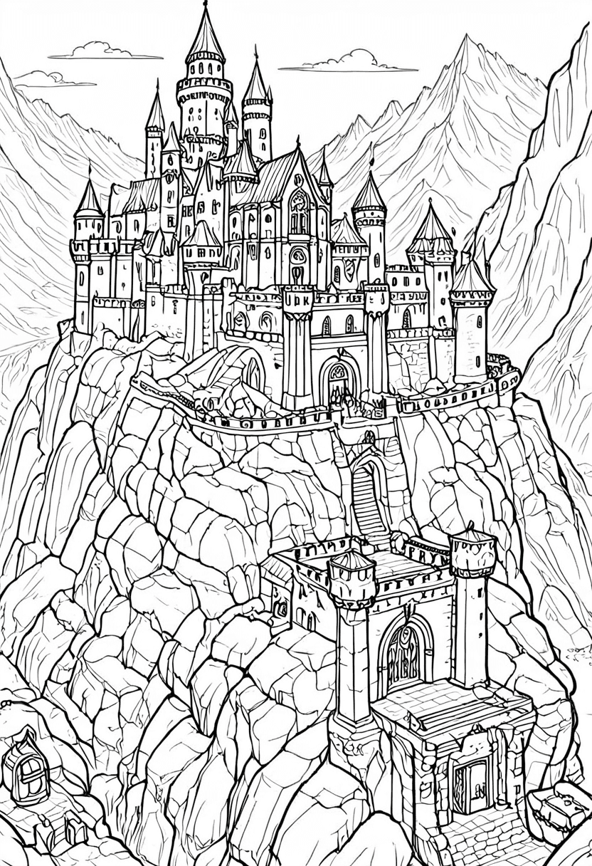 Majestic Castle — free printable coloring page to download and print