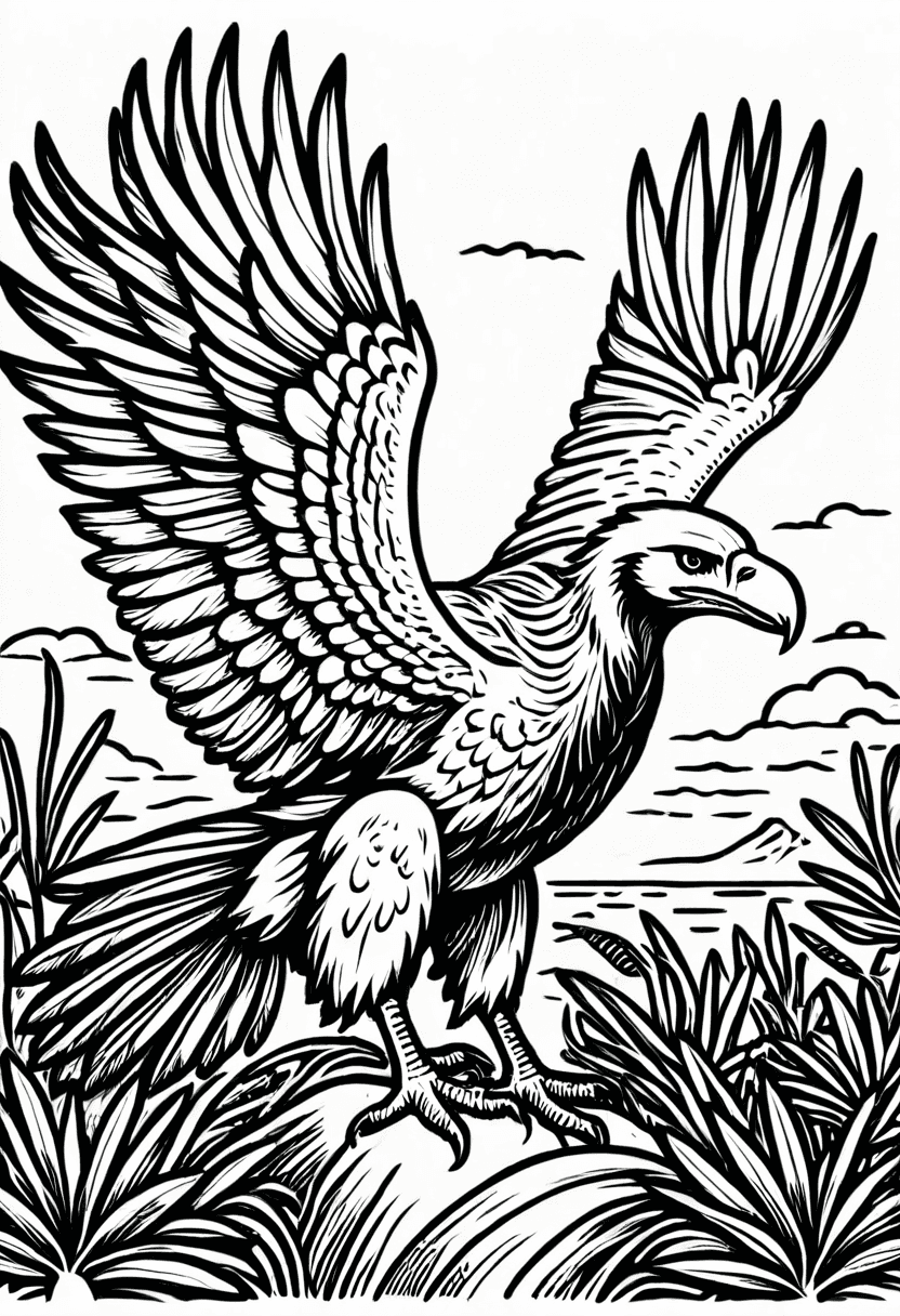 Majestic Eagle in Flight — free printable coloring page to download and print