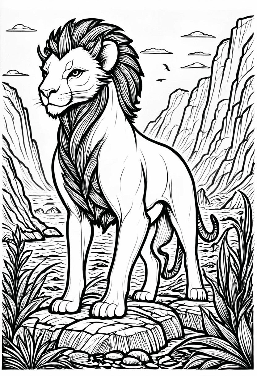 Majestic Lion Portrait — free printable coloring page to download and print