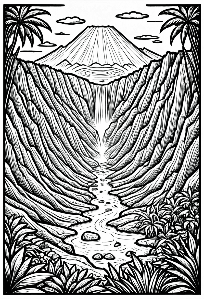 Majestic Mountain Paradise — free printable coloring page to download and print