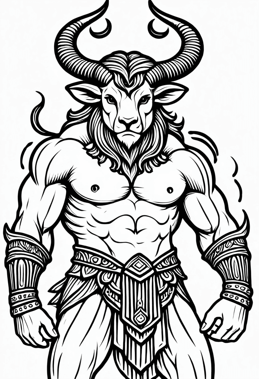 Majestic Mythical Muscle — free printable coloring page to download and print