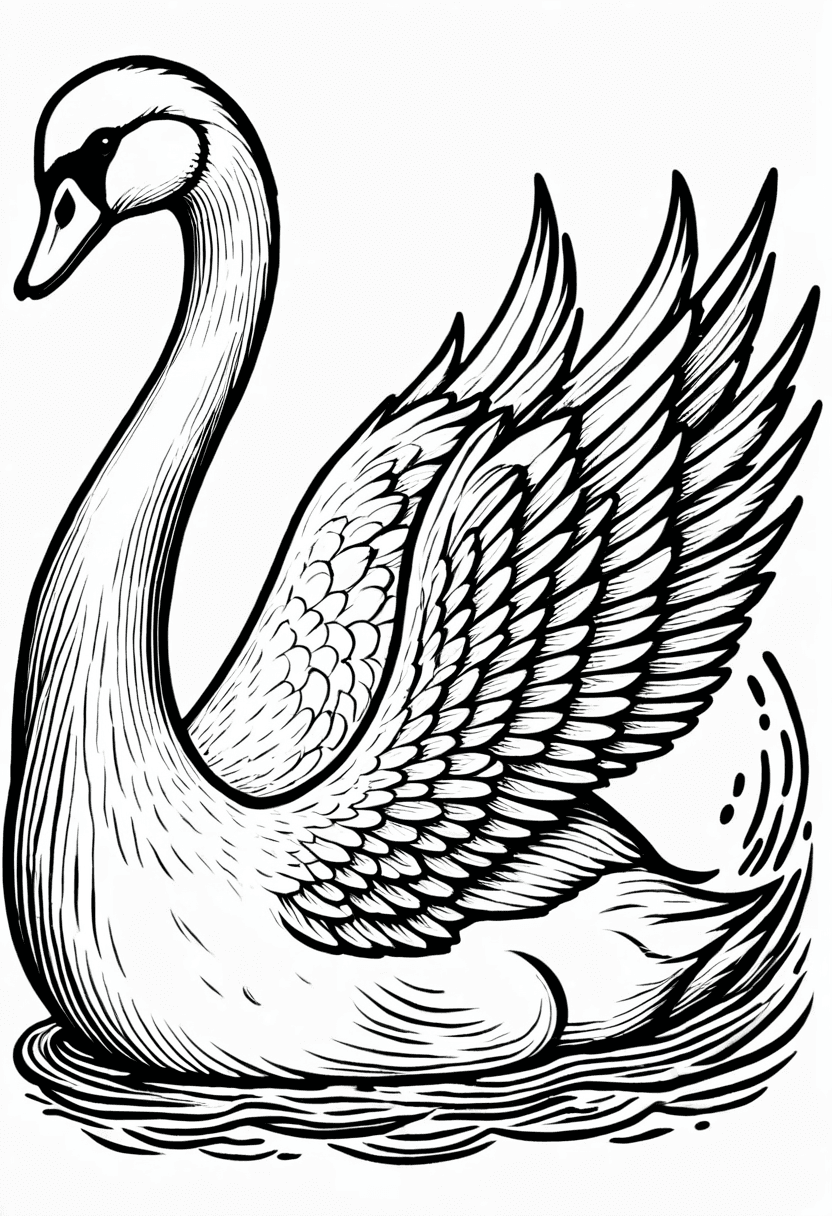 Majestic Swan Art — free printable coloring page to download and print