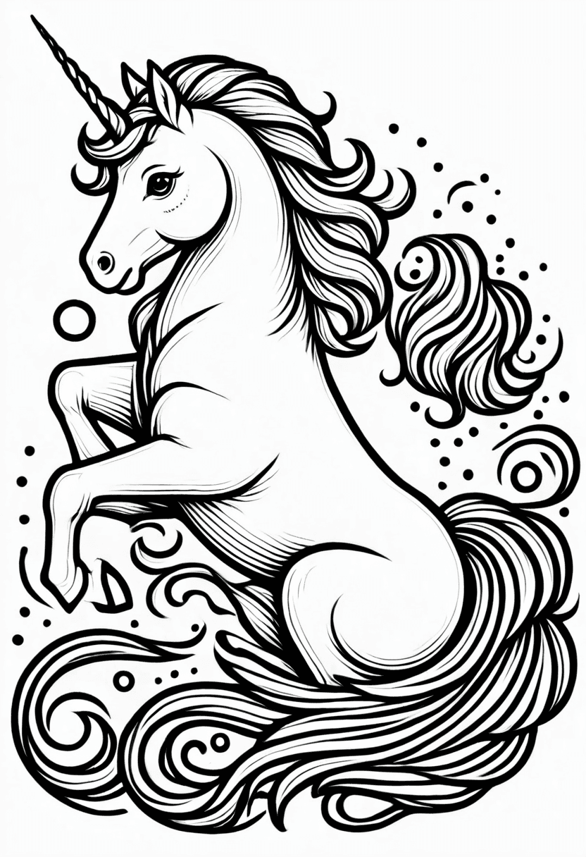 Majestic Unicorn — free printable coloring page to download and print
