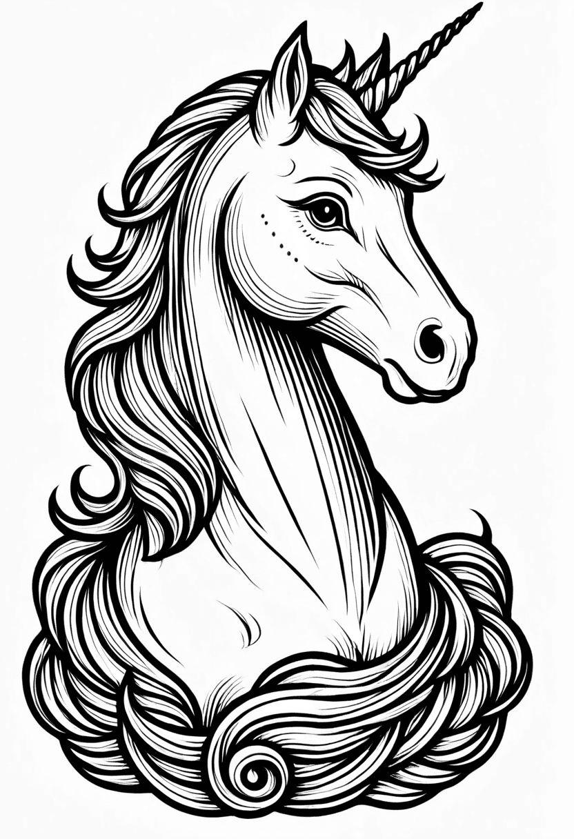 Majestic Unicorn Art — free printable coloring page to download and print