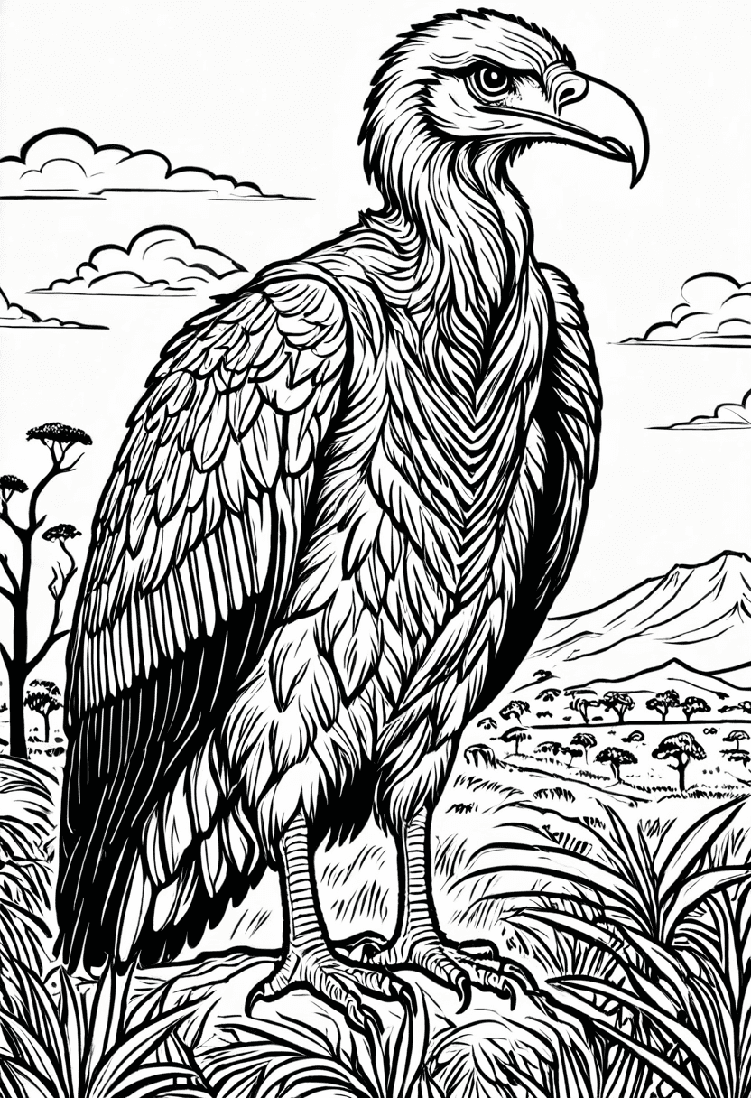 Majestic Vulture — free printable coloring page to download and print