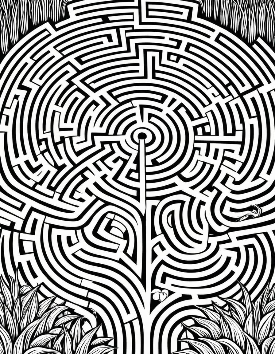 Maze Brain Challenge — free printable coloring page to download and print