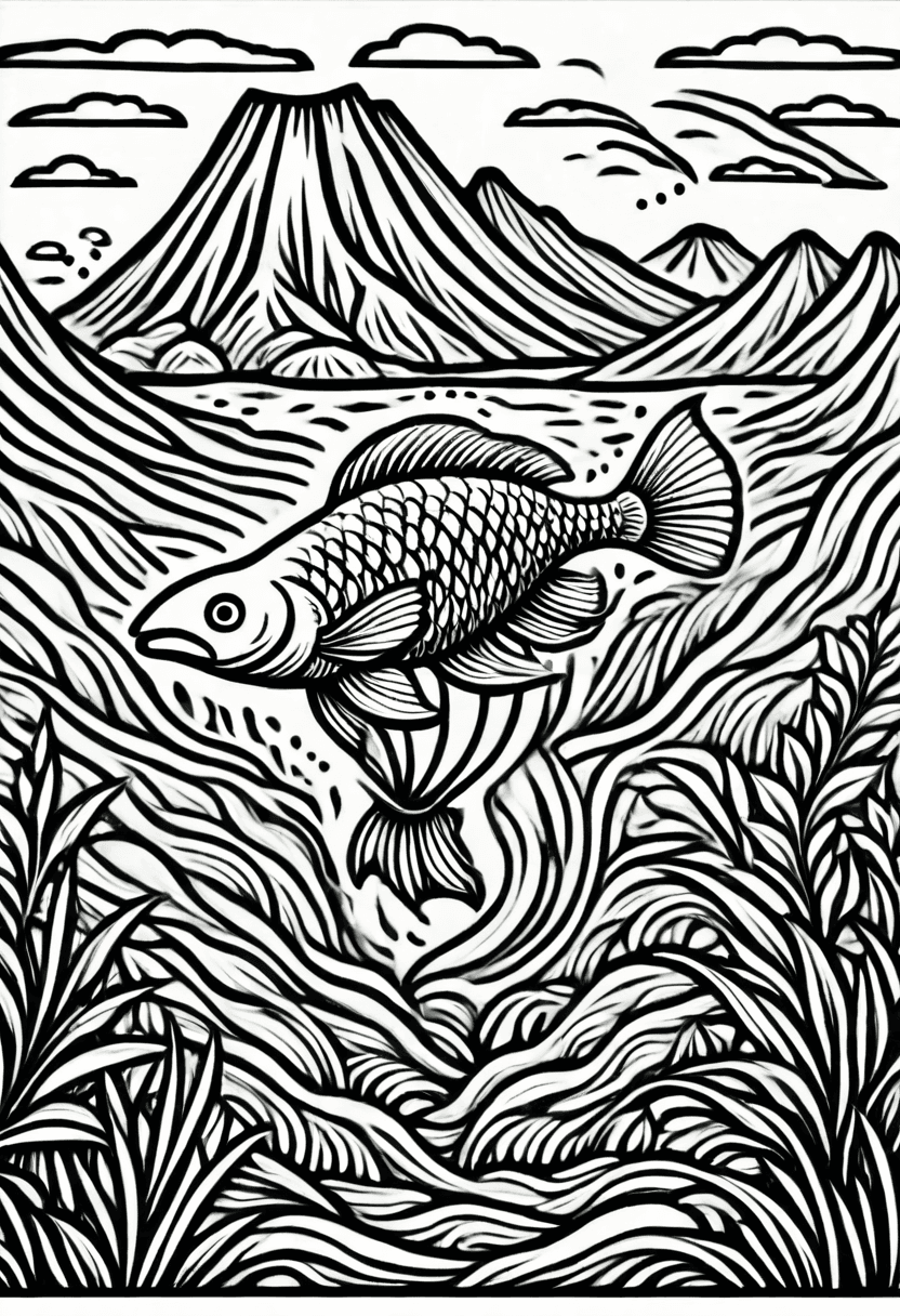Meditative Fish Art — free printable coloring page to download and print