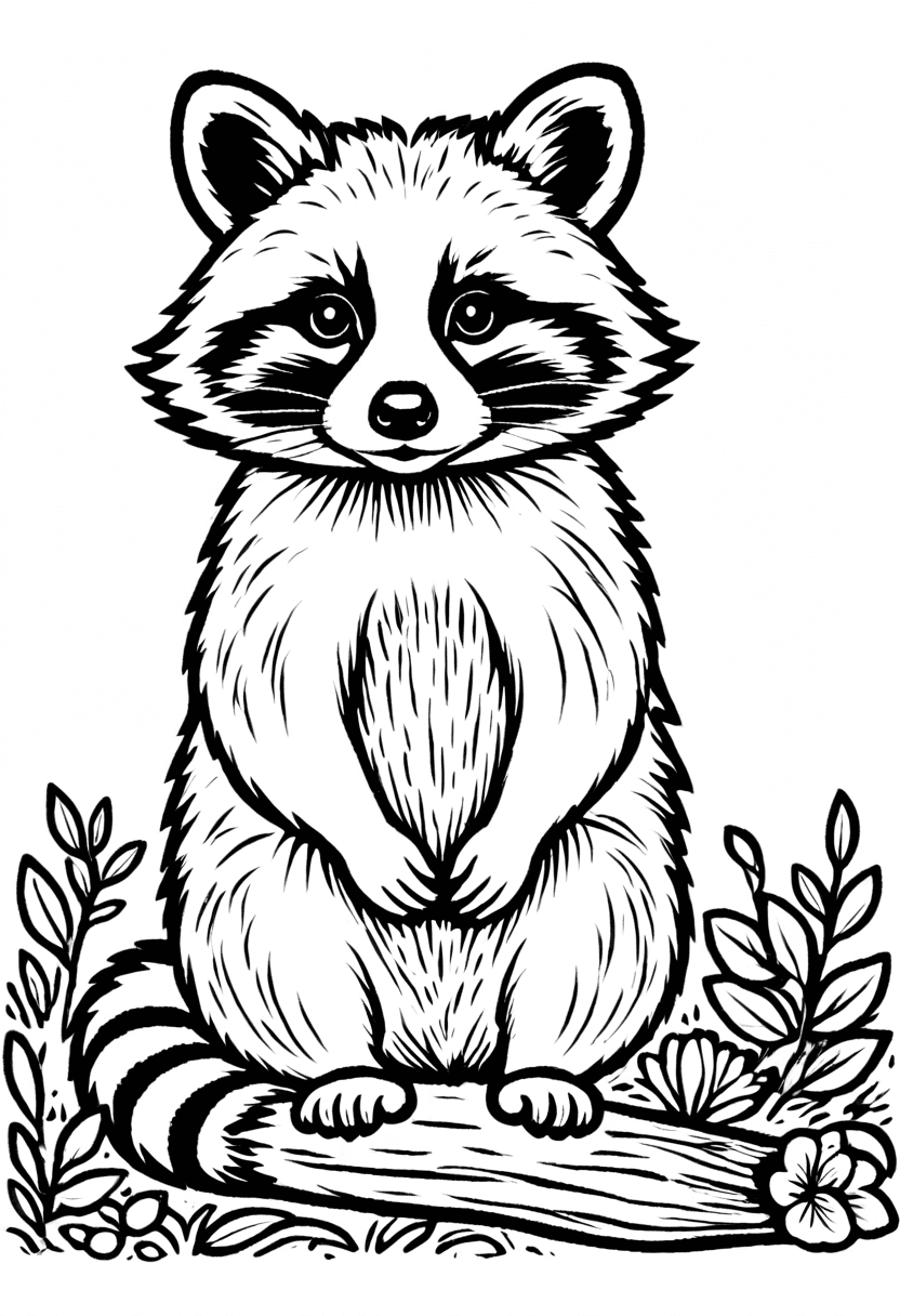 Meet the Raccoon — free printable coloring page to download and print