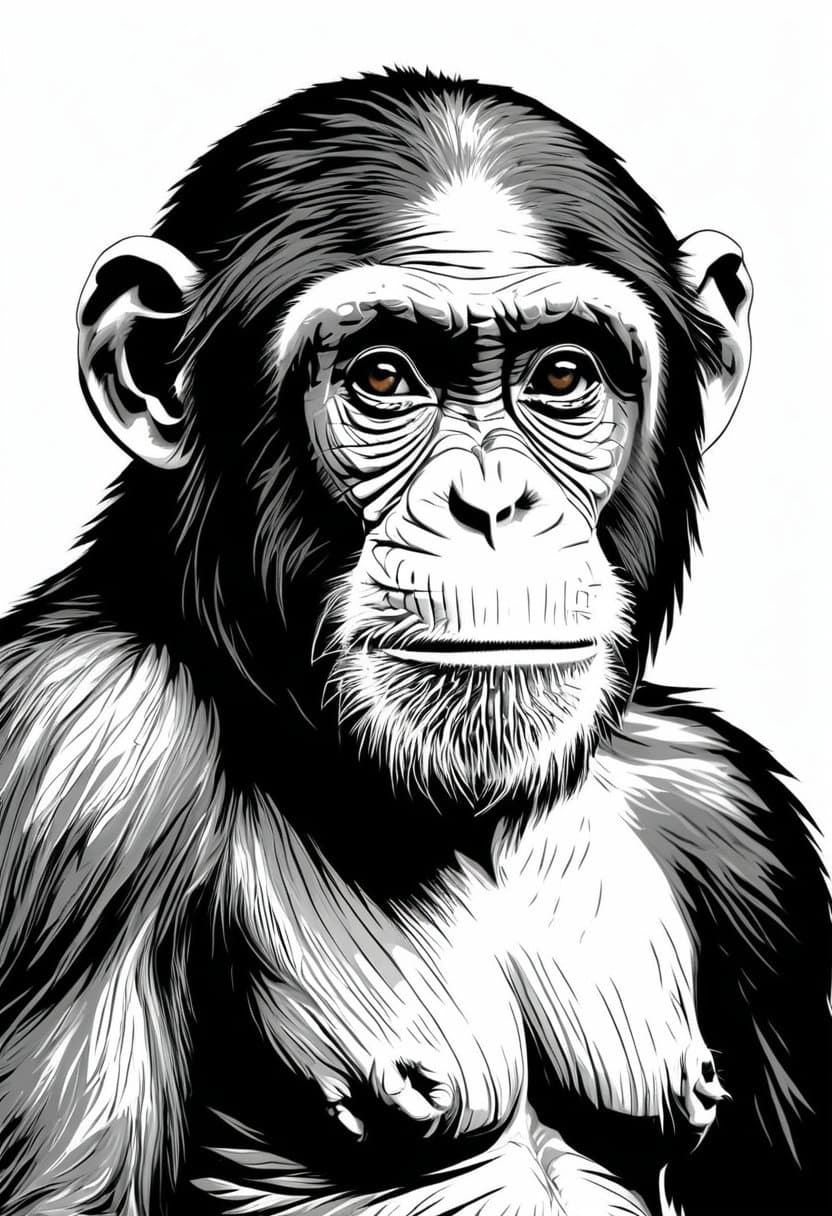 Meet the Smart Monkey — free printable coloring page to download and print