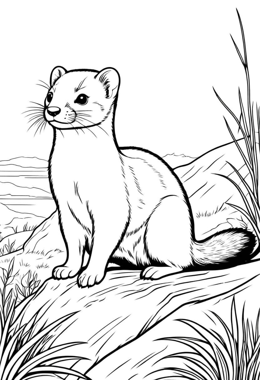 Meet the Stoat — free printable coloring page to download and print