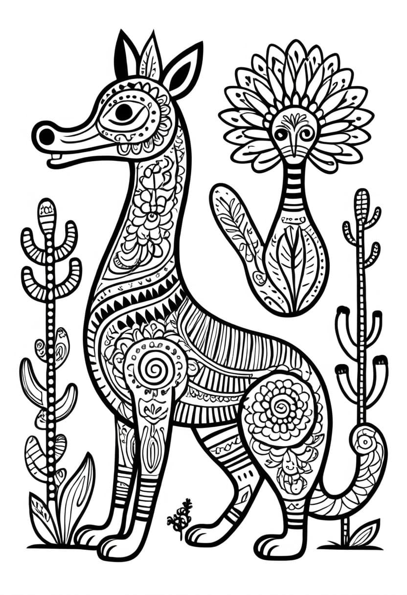 Mexican Alebrije Artwork — free printable coloring page to download and print