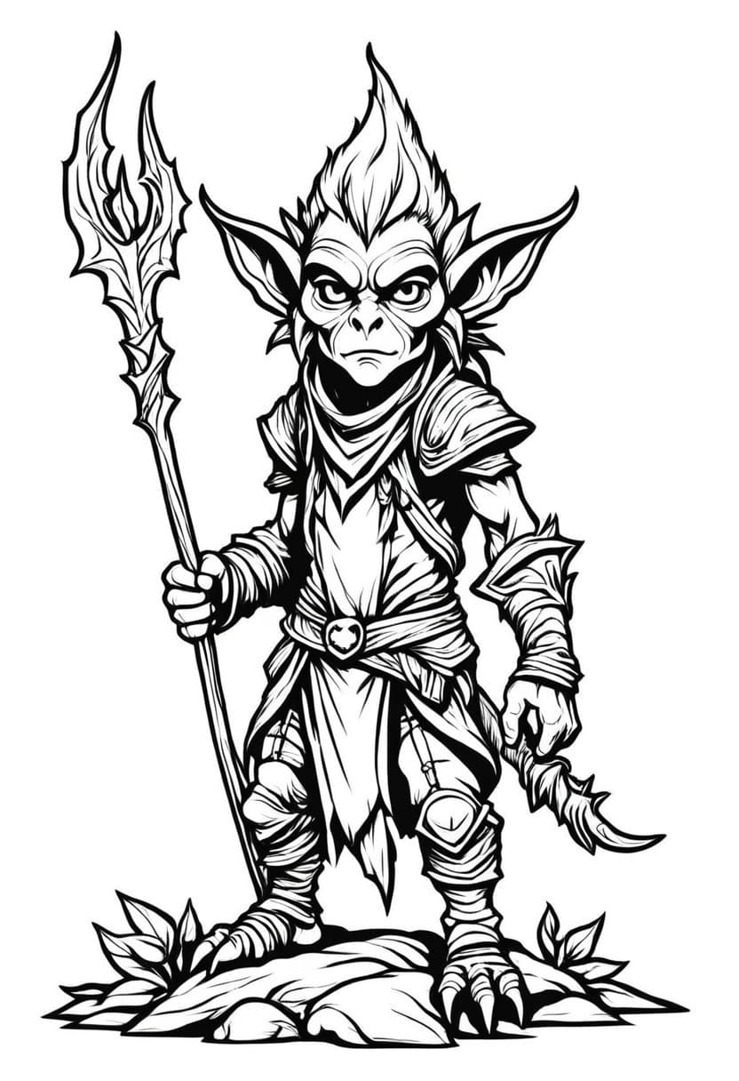 Minimalist Frost Goblin Sage — free printable coloring page to download and print