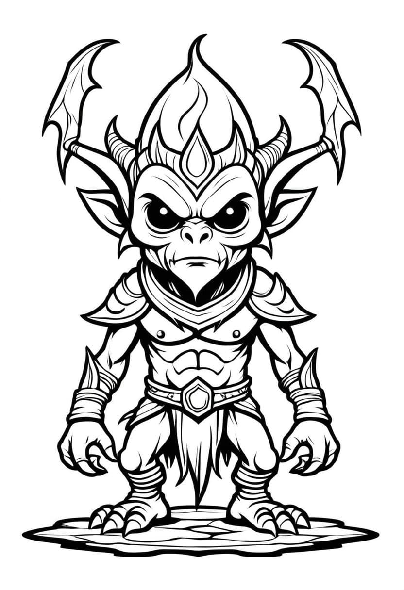 Mischievous Ice Goblin — free printable coloring page to download and print
