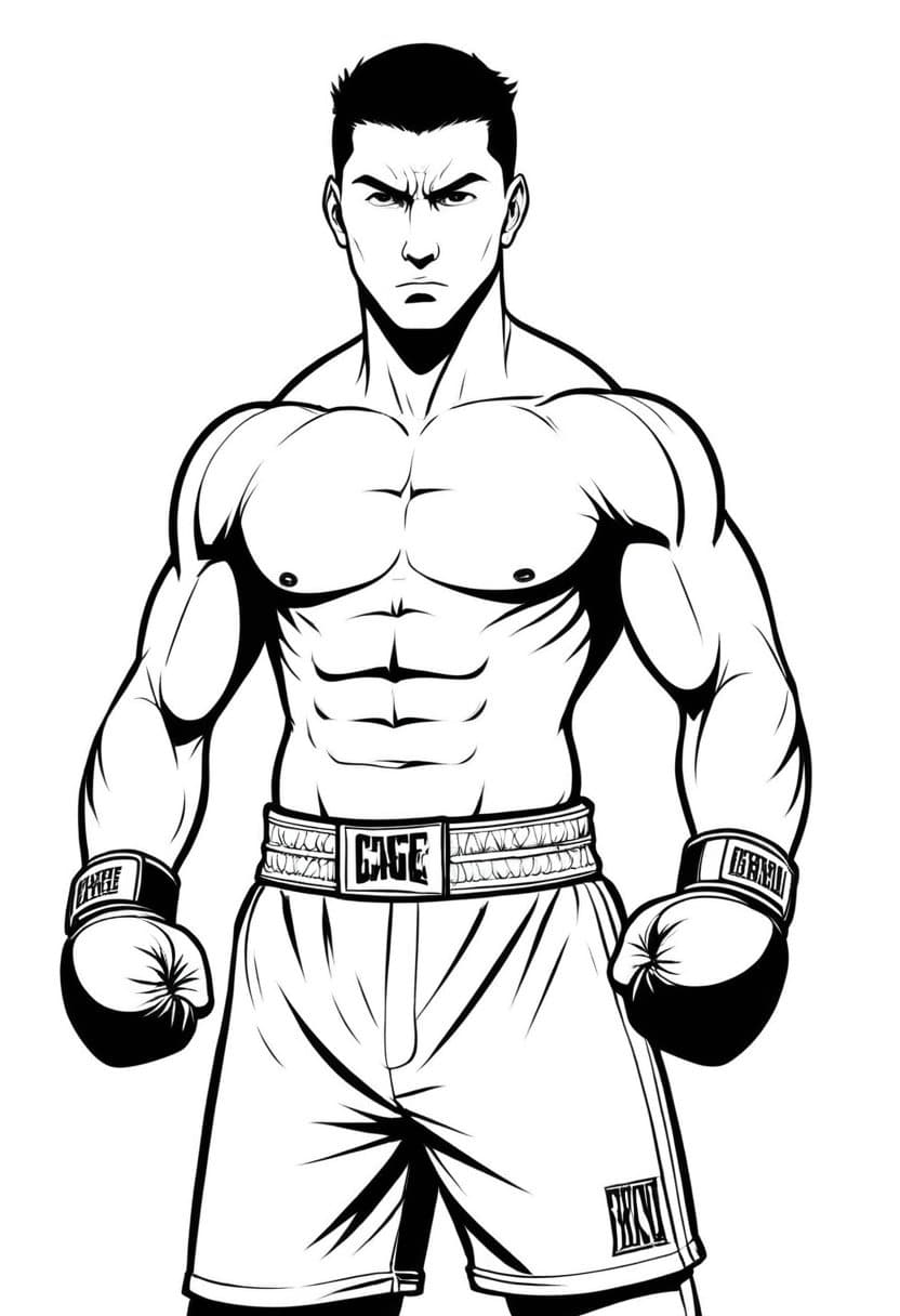 Modern Boxing Fighter — free printable coloring page to download and print