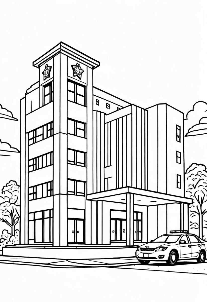 Modern High Rise Office Building — free printable coloring page to download and print
