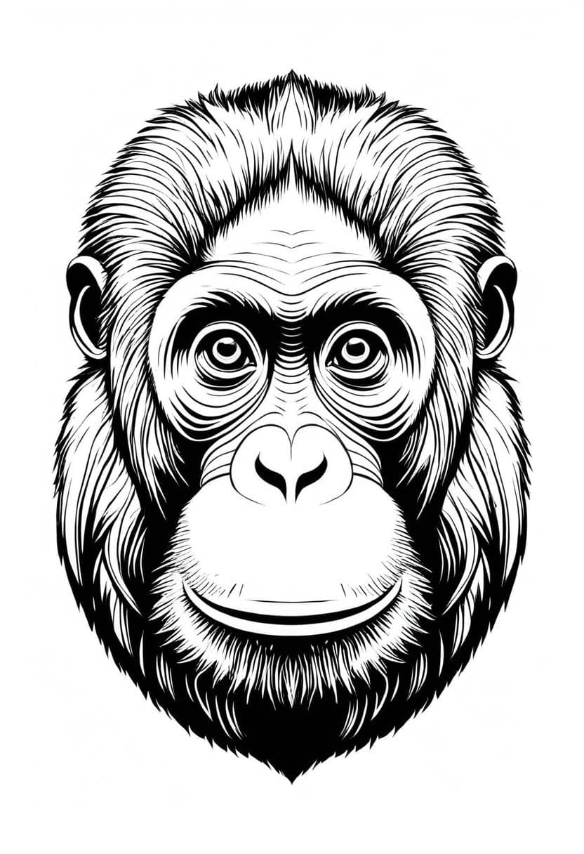Monkey Faces — free printable coloring page to download and print