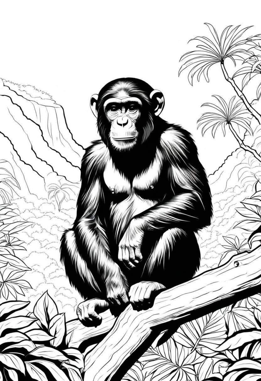 Monkey Moments in the Wild — free printable coloring page to download and print