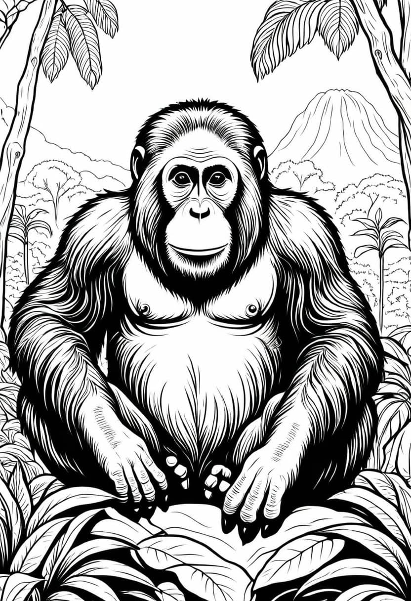 Monkeying Around — free printable coloring page to download and print