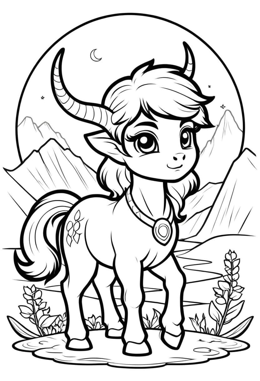 Moonlit Chibi Centaur Scout — free printable coloring page to download and print