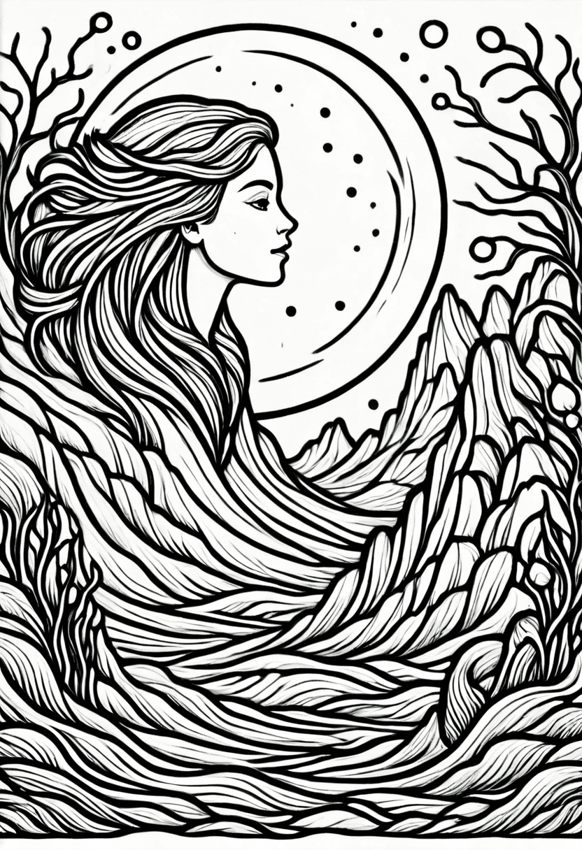 Moonlit Muse — free printable coloring page to download and print