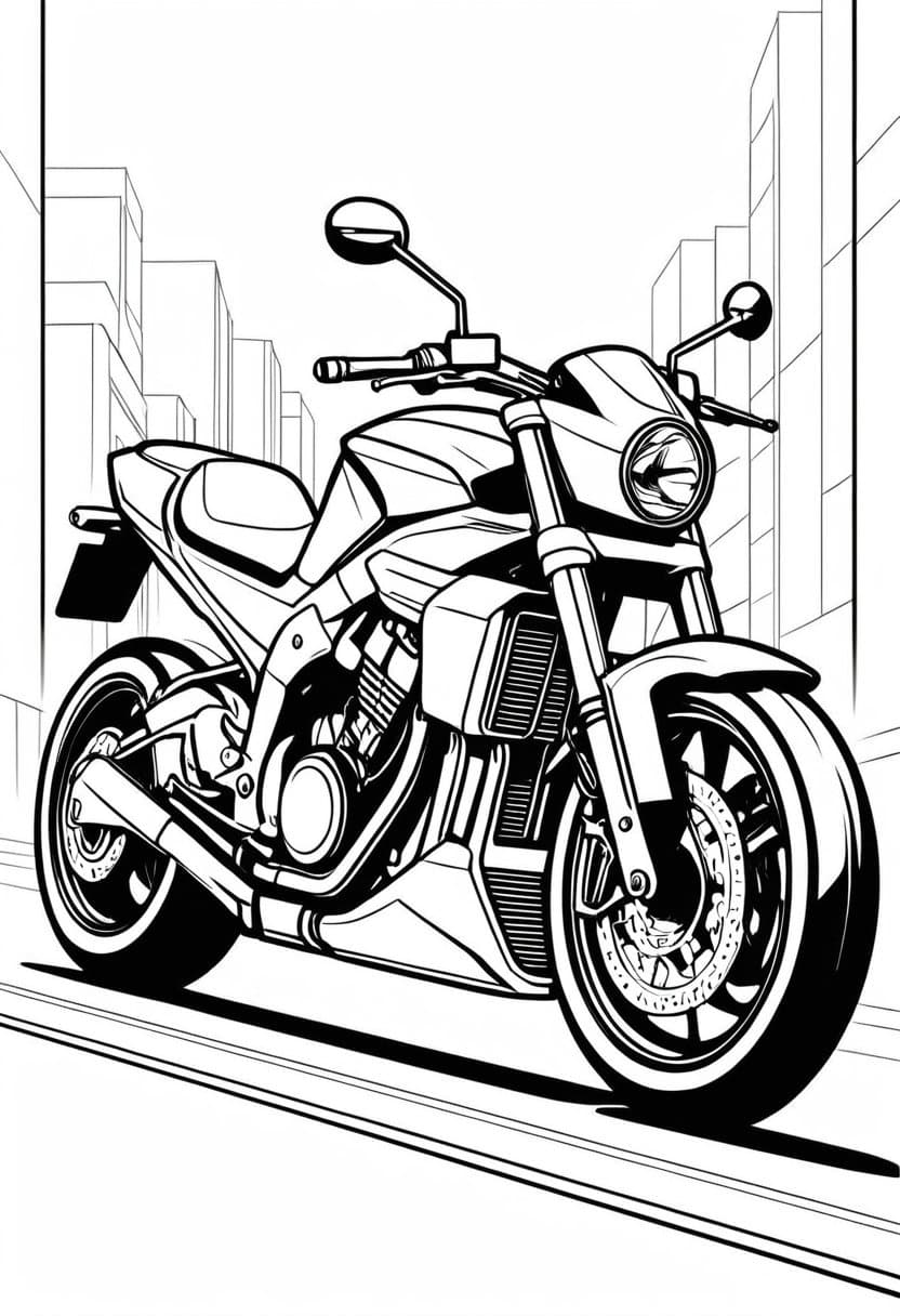 Motorcycle Ride — free printable coloring page to download and print