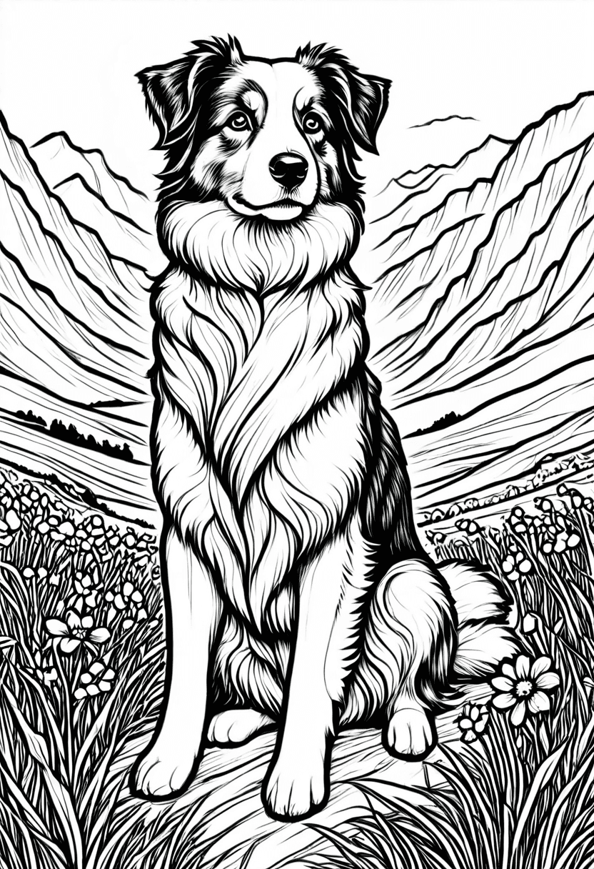 Mountain Collie — free printable coloring page to download and print