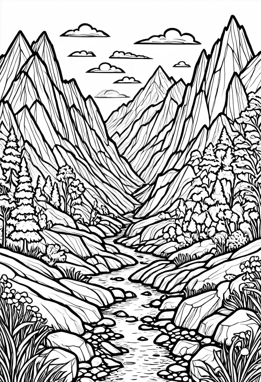 Mountain Adventure — free printable coloring page to download and print