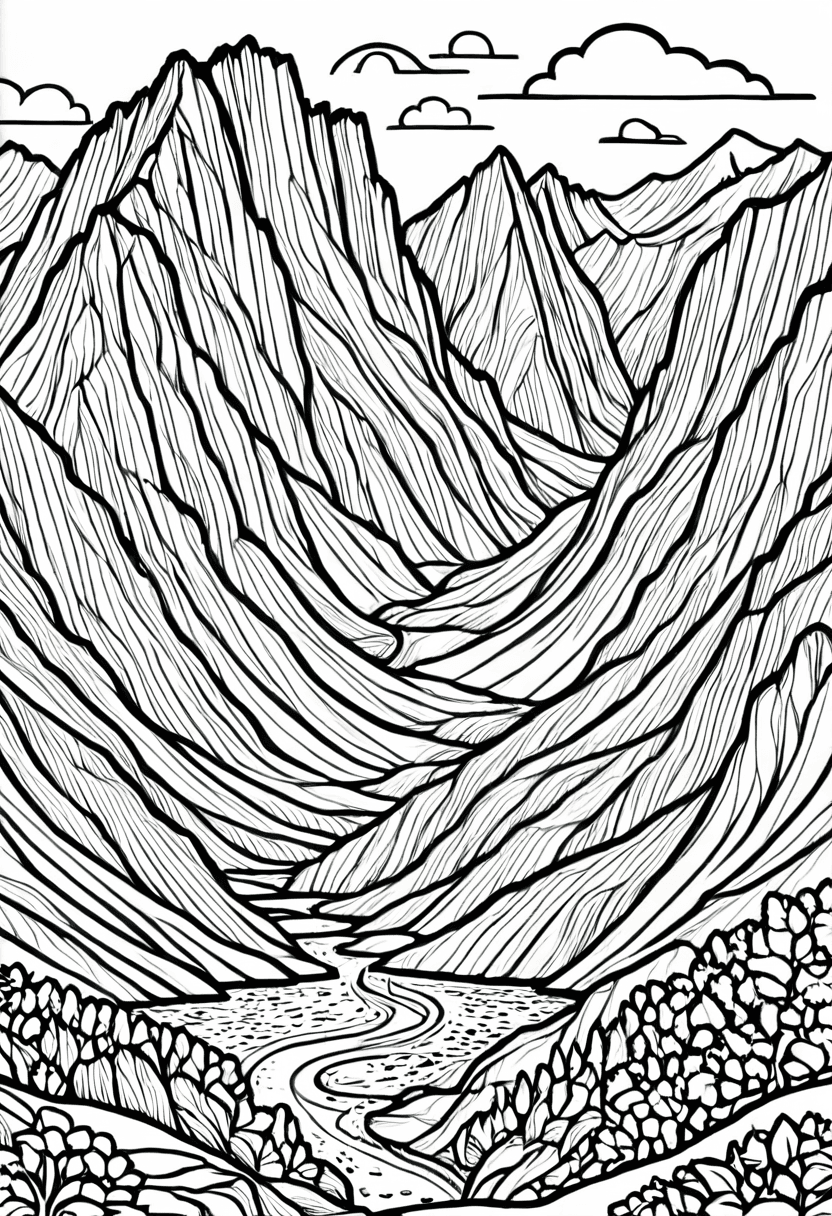 Mountain Landscape — free printable coloring page to download and print
