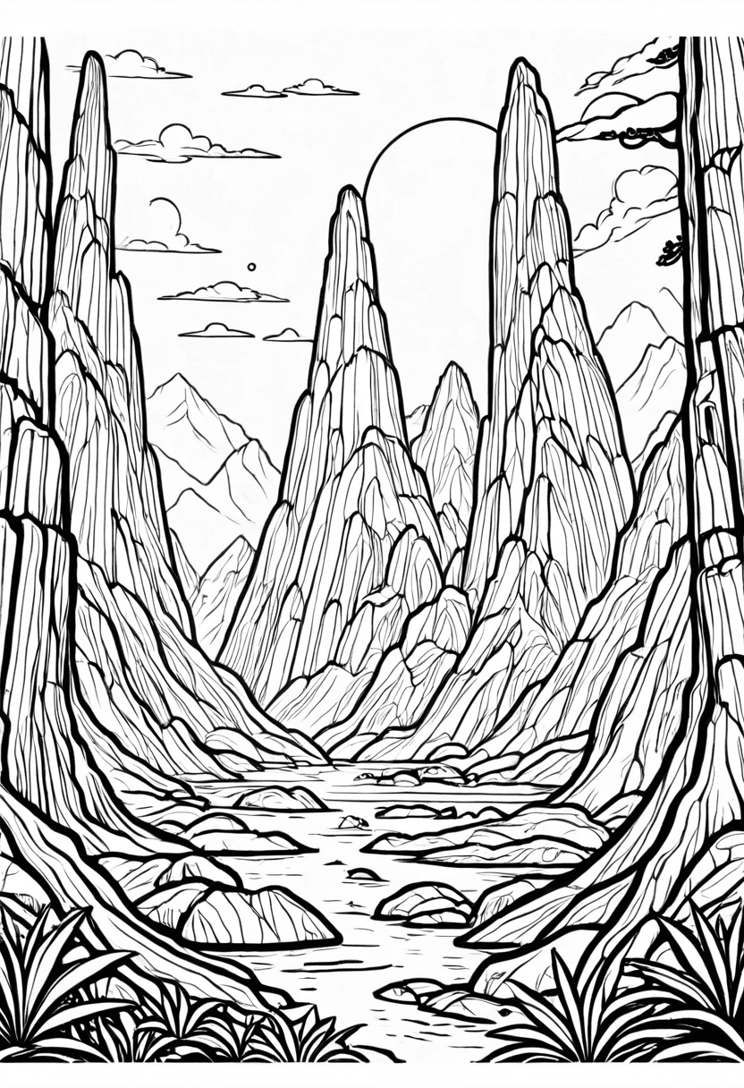 Mountain Landscape — free printable coloring page to download and print