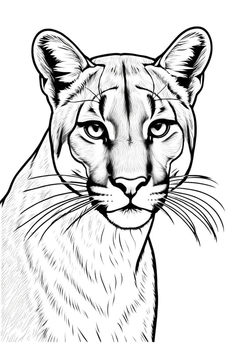Mountain Lion Profile — free printable coloring page to download and print