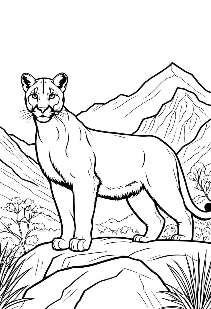 Mountain Lion Prowl — free printable coloring page to download and print