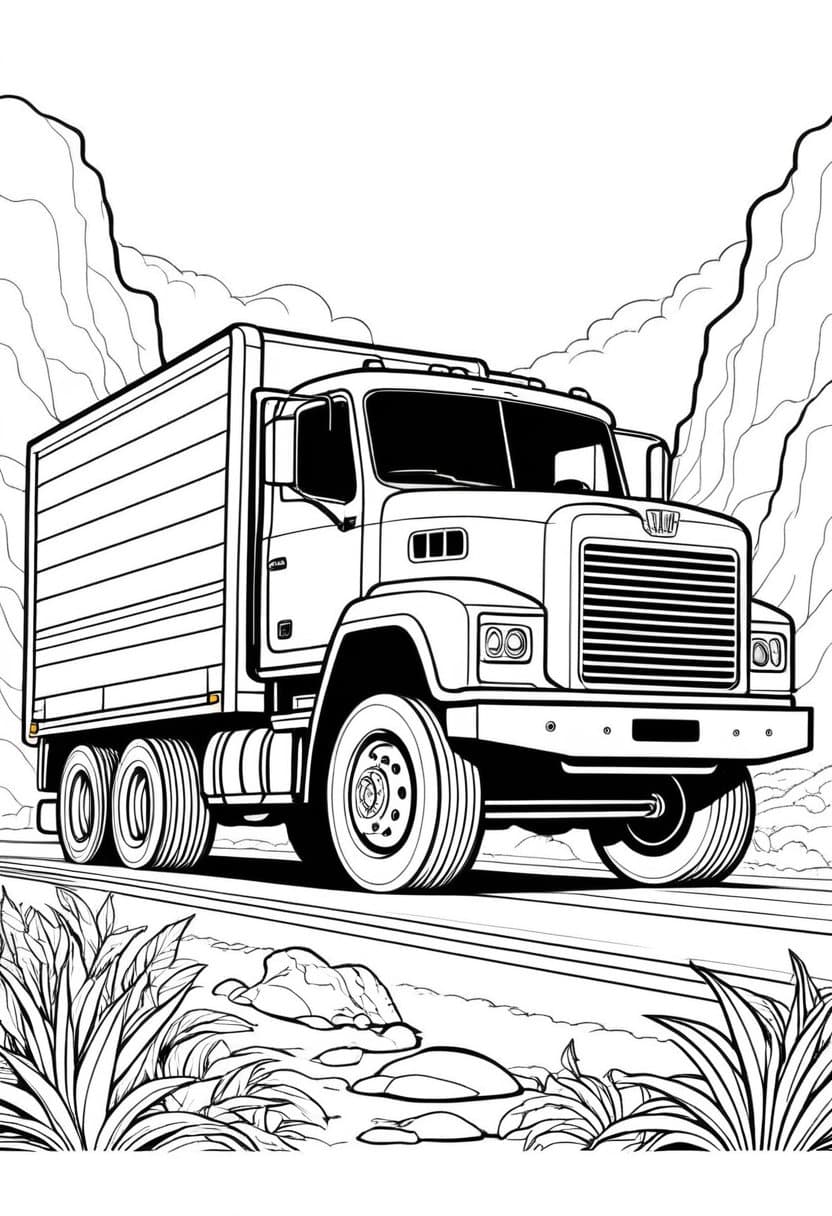 Mountain Mover Truck — free printable coloring page to download and print