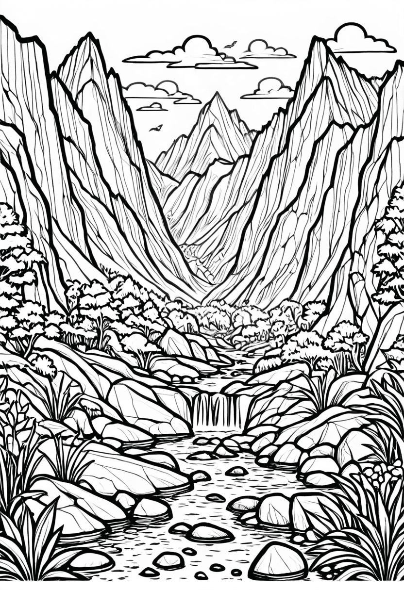 Mountain Path — free printable coloring page to download and print