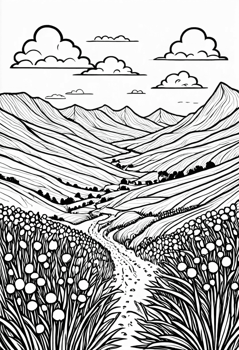 Mountain Path — free printable coloring page to download and print
