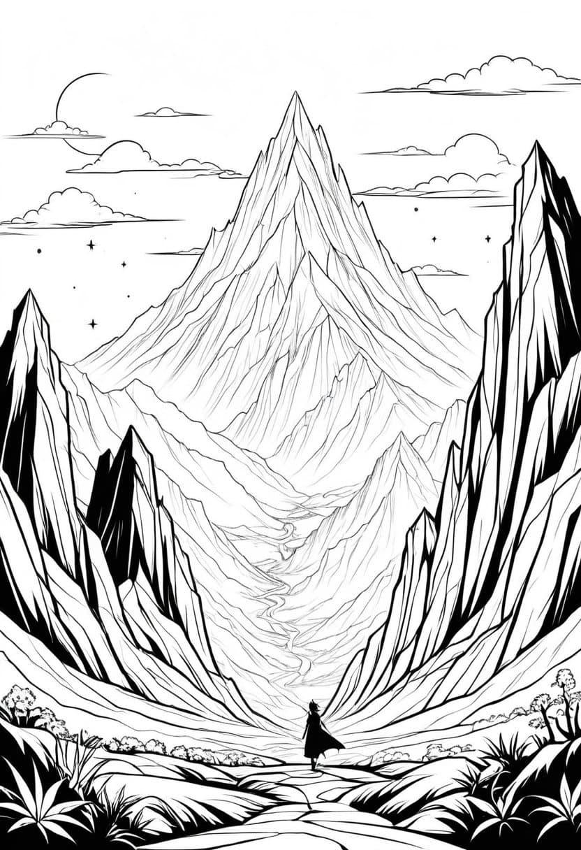 Mountain Path — free printable coloring page to download and print