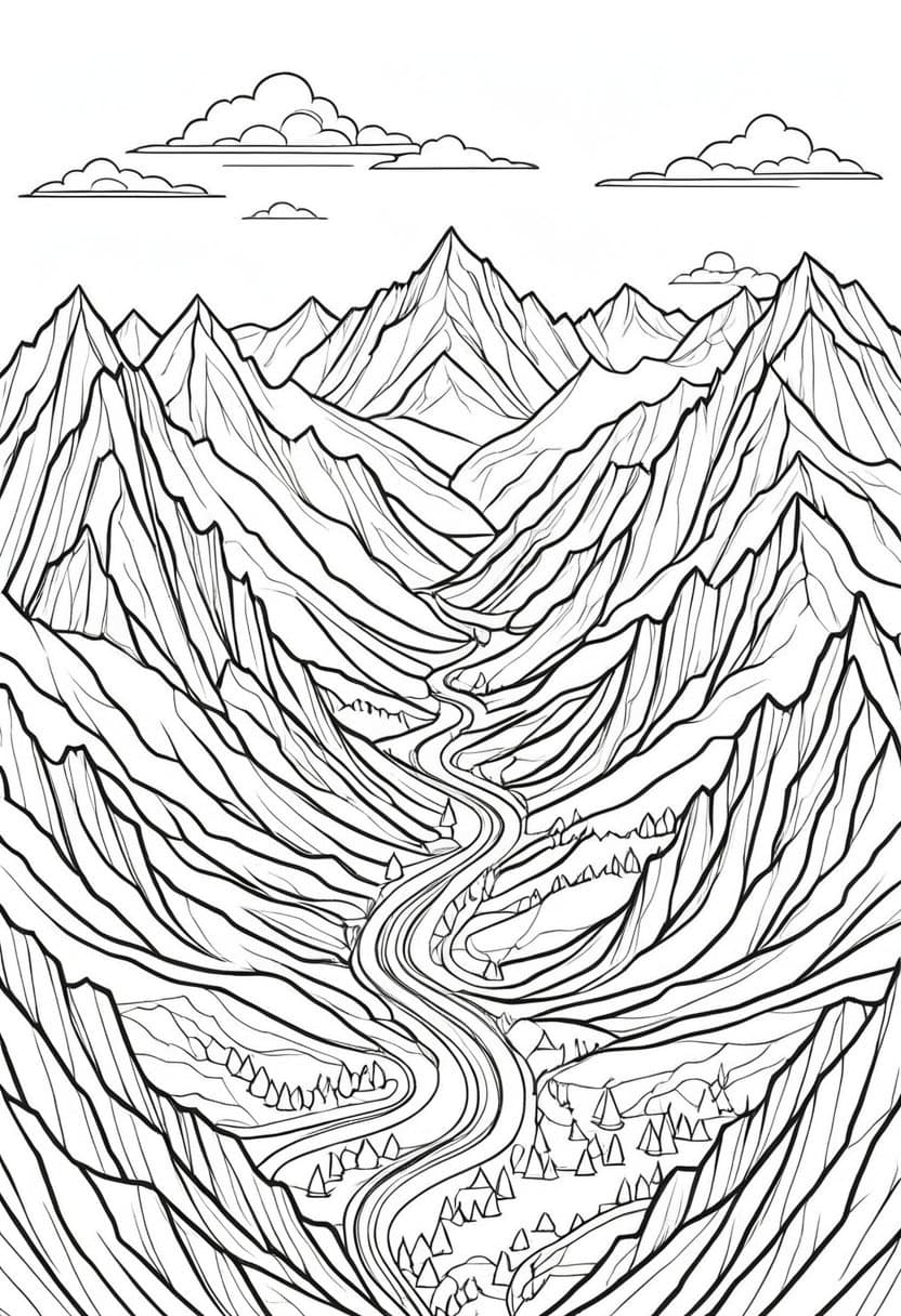 Mountain Path — free printable coloring page to download and print