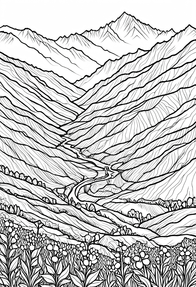 Mountain Range — free printable coloring page to download and print