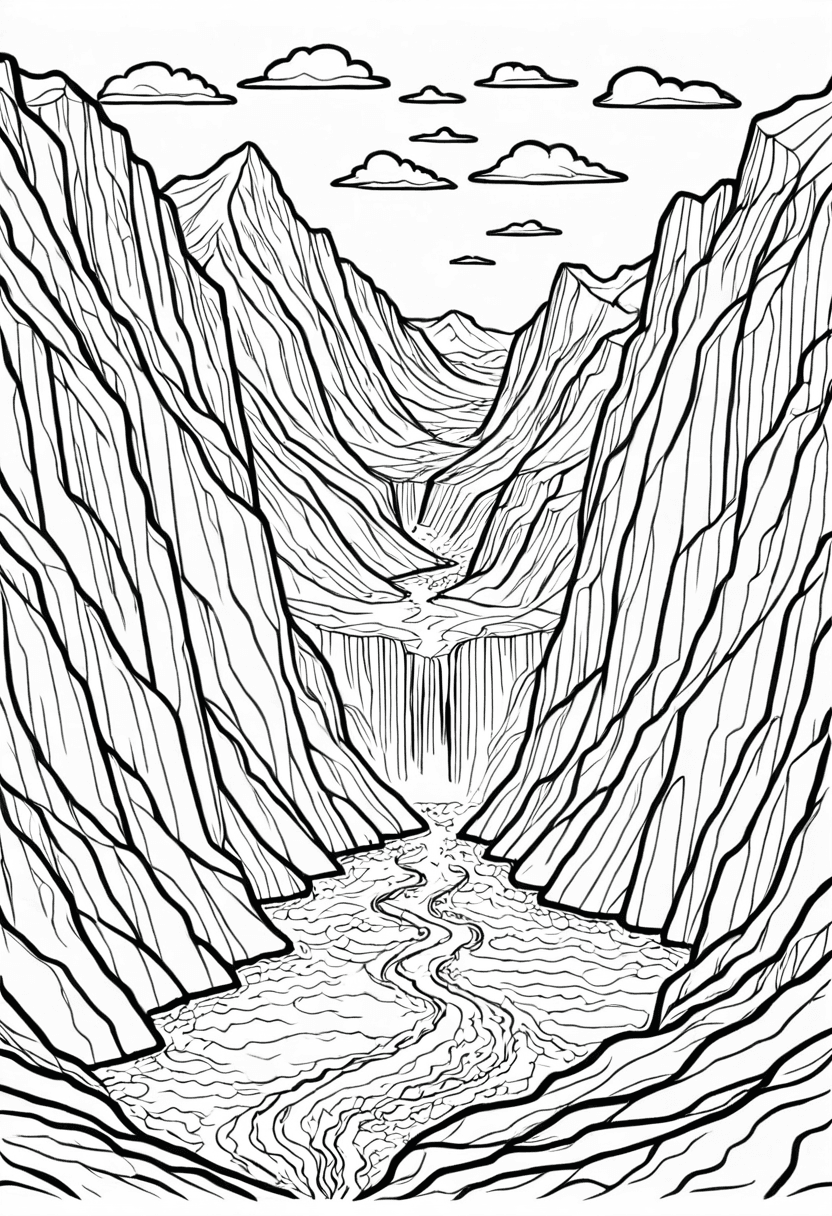 Mountain Valley Escapade — free printable coloring page to download and print