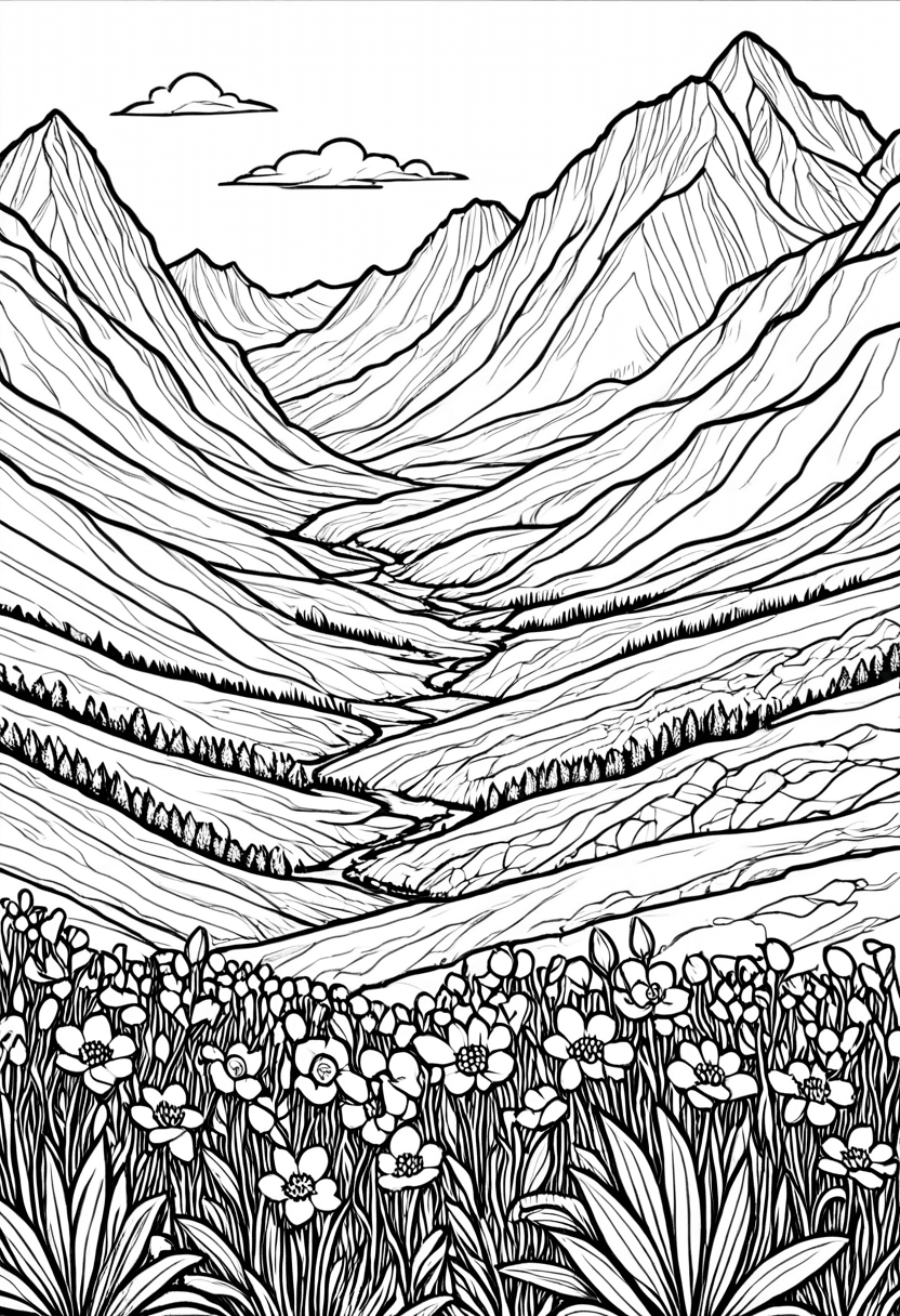 Mountain Vista — free printable coloring page to download and print