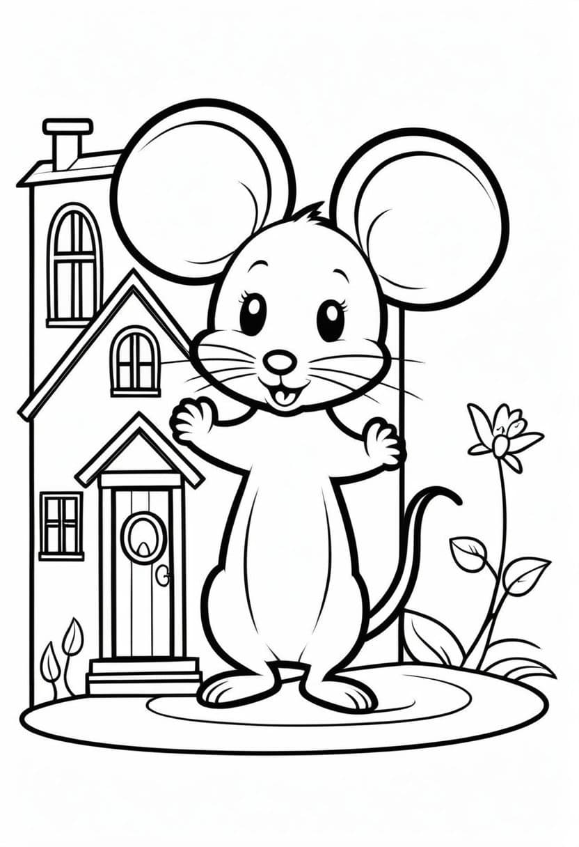 Mouse at Home — free printable coloring page to download and print