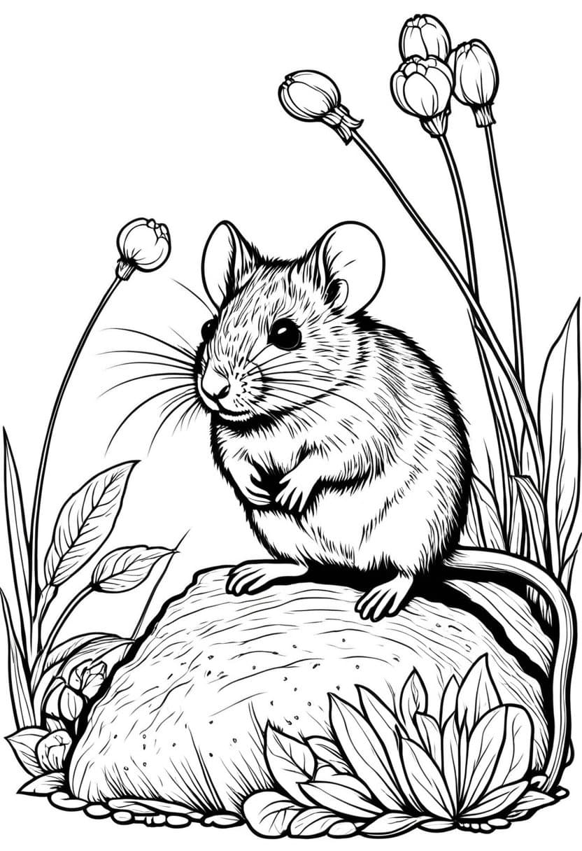 Mouse in the Wild — free printable coloring page to download and print