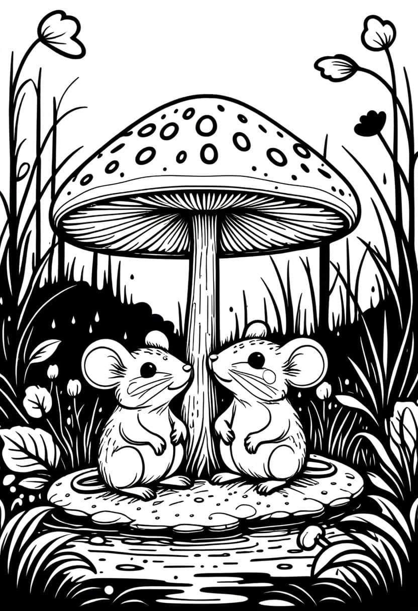 Mushroom Mates — free printable coloring page to download and print