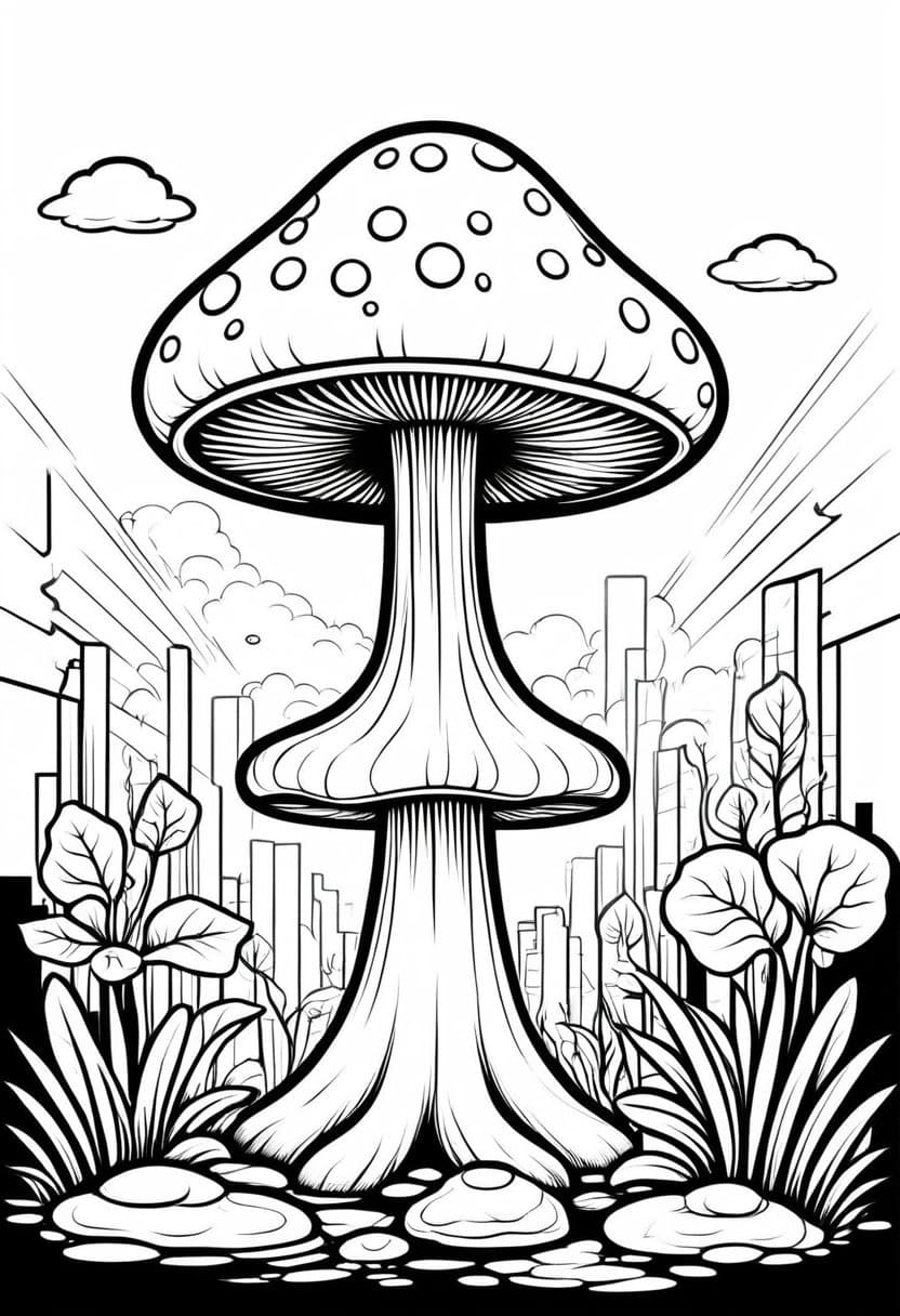 Mushroom Spore Adventure — free printable coloring page to download and print
