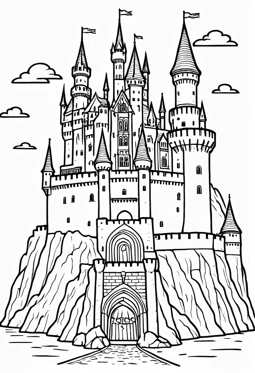 Mystical Castle — free printable coloring page to download and print