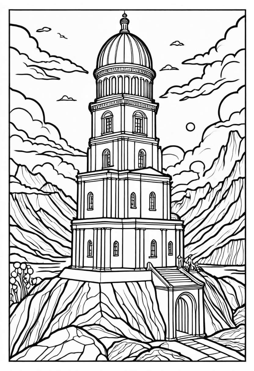 Mystical Tower — free printable coloring page to download and print